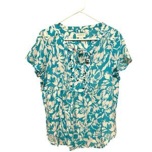 Liz Claiborne aqua light and white coloredtop draw string with tiny metal design